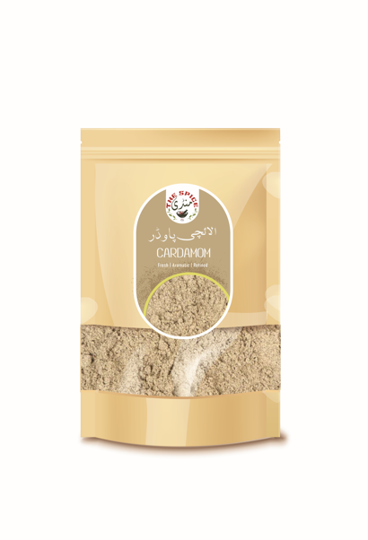Elaichi powder in a resealable pouch. The aroma you have never experienced because of its freshness and refinement.